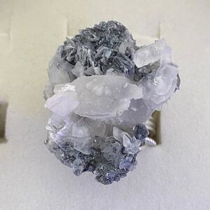 Elegant Silver and Gray Calcite Crystal Ring